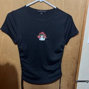 Black Mushroom Embroidered Top